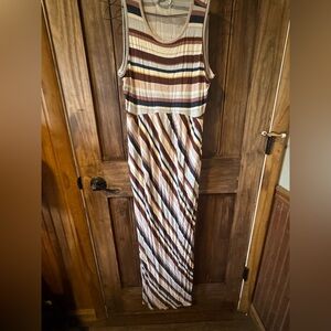 Maurices Burgundy Navy White Stripe Maxi Dress